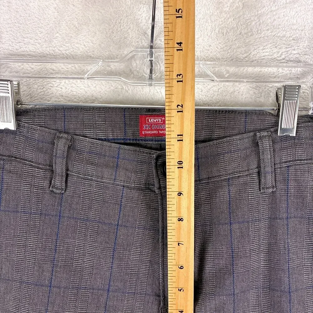 Levis XX Chino Pants Men 32x34 (32x33) Gray Plaid Standard Taper Preppy Workwear